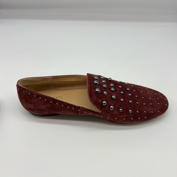 Chicos - Burgundy Suede Studded Slip On Round Toe Light Weight Flat Loafers 8.5 - Picture 13 of 14